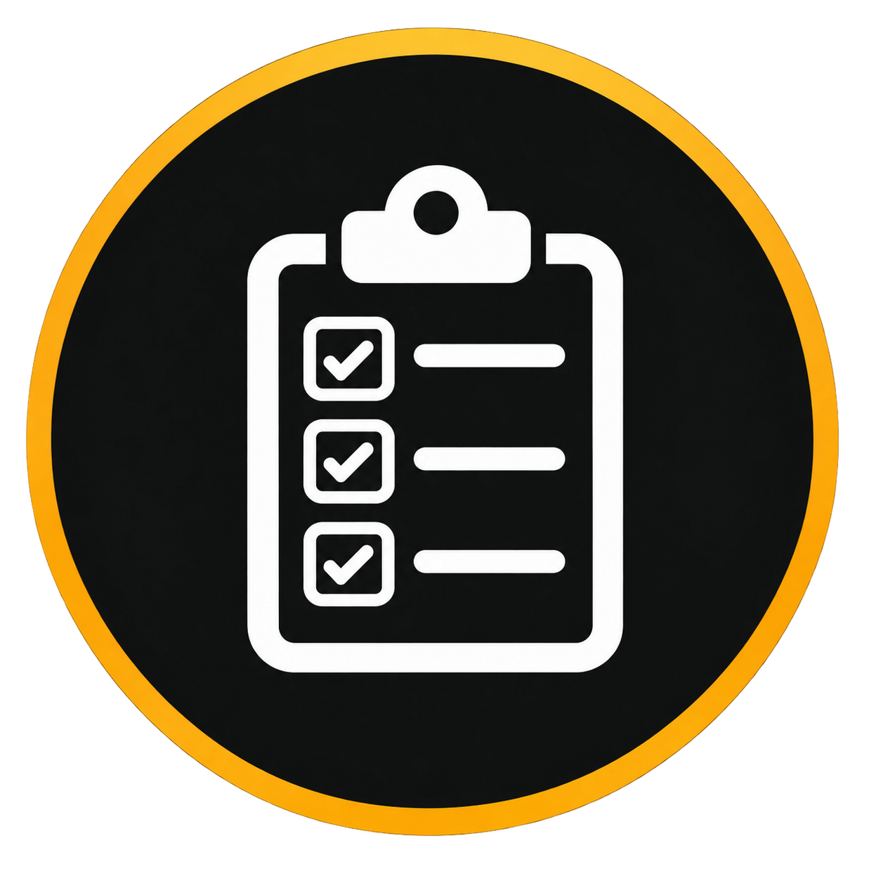 Icon of a clipboard with a checklist of three items, each with a checkmark.