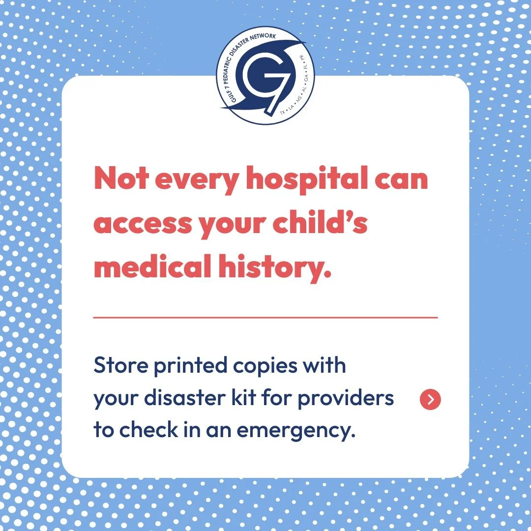 😮Did you know that not every hospital can access your child&rsquo;s medical history? And power outages during storms can make the problem worse.

Learn how to prepare here: https://linktr.ee/gulf7.pdn