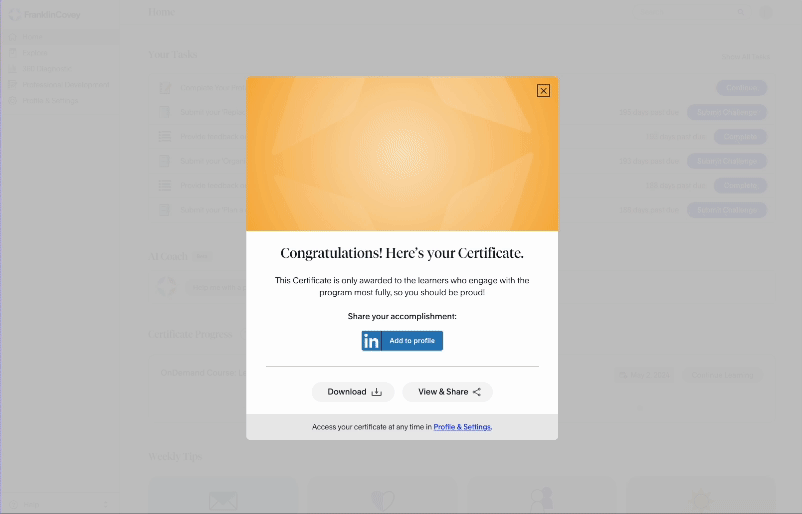 Certificate Earned