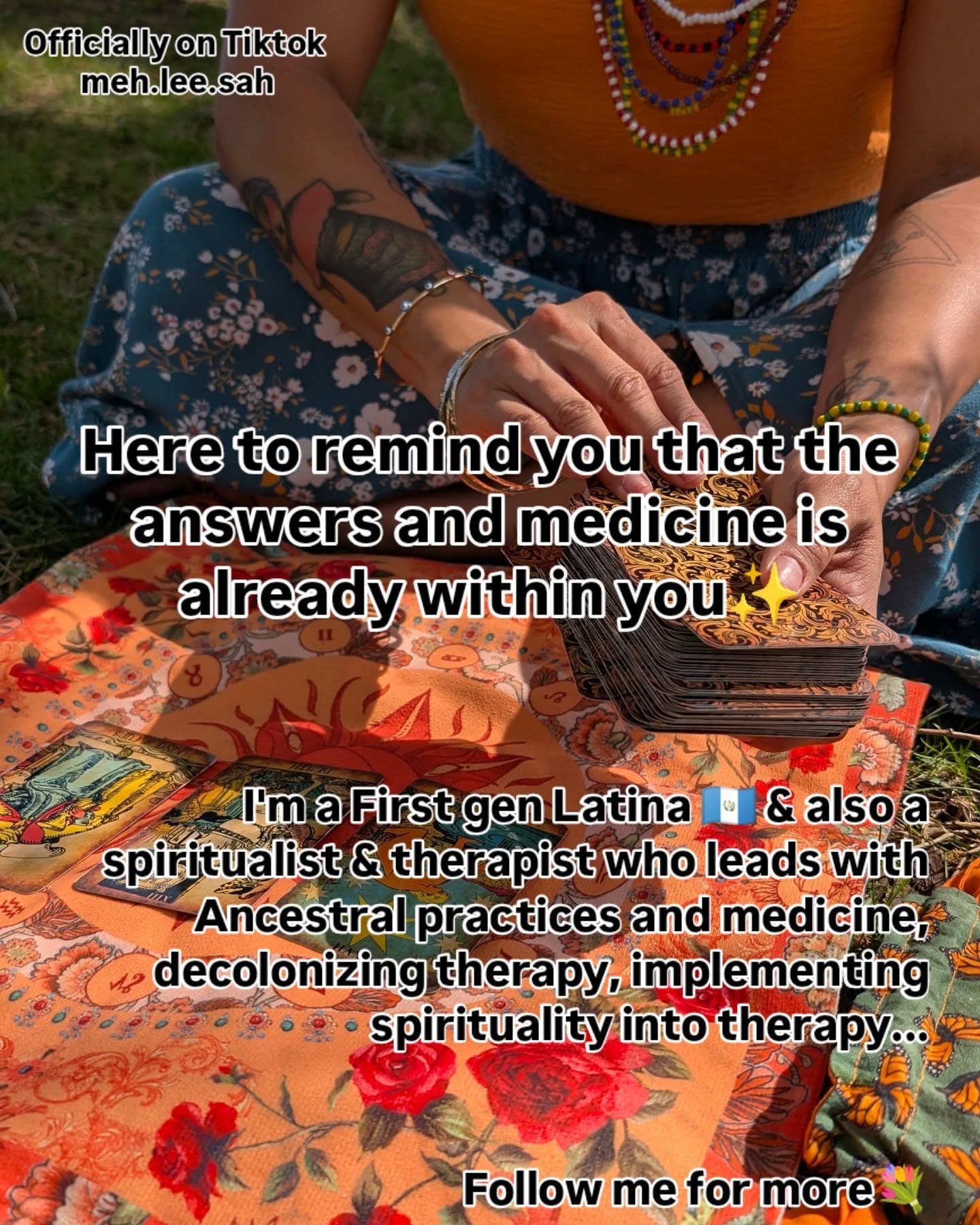 Welcome!!!
My name is Melissa Barrios. I'm a spiritualist and therapist. I'm here to share more about decolonizing our wellness, being a private practice owner, therapy, healing spaces, community events and offering, spirituality, and more✨
follow