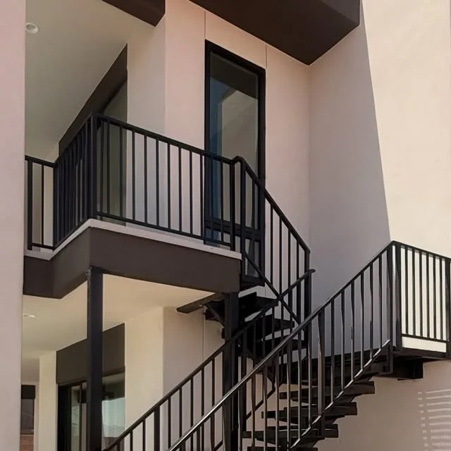 Exterior stair and landing railing