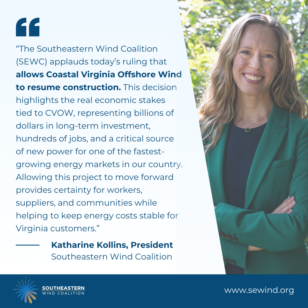 Press Release: Court Ruling Allows Coastal Virginia Offshore Wind to Resume Construction Following December Federal Suspension