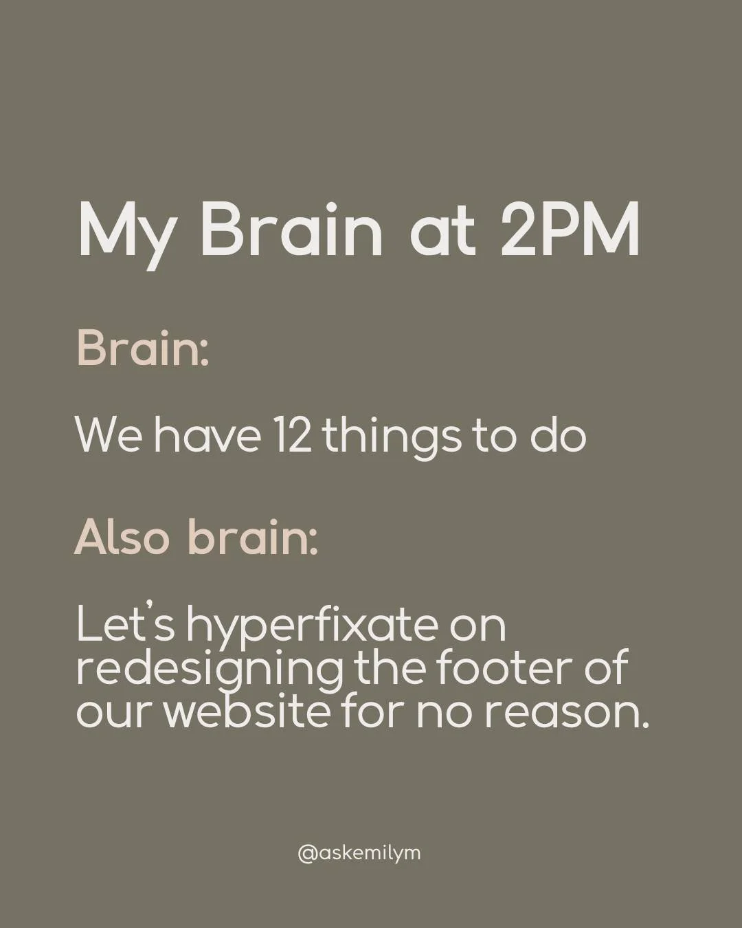 Perfectionism + procrastination = my toxic trait. 

What is yours? 

 #Therapists #founder #therapist #therapistsofig Entrepreneur #Womenentrepreneur #Business #therapistsofinstagram #therapistlife #therapisthumor #therapistproblems #privatepracticet