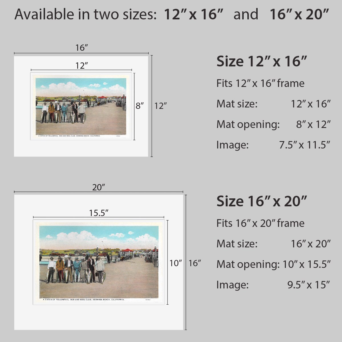 Wall Art - Hermosa Beach Fishing on Pier - Circa 1935