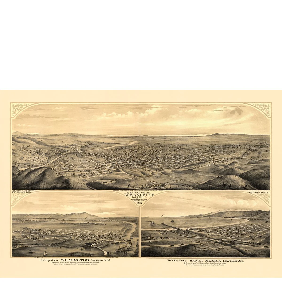 Map - Views of Los Angeles, Wilmington, and Santa Monica - 1877