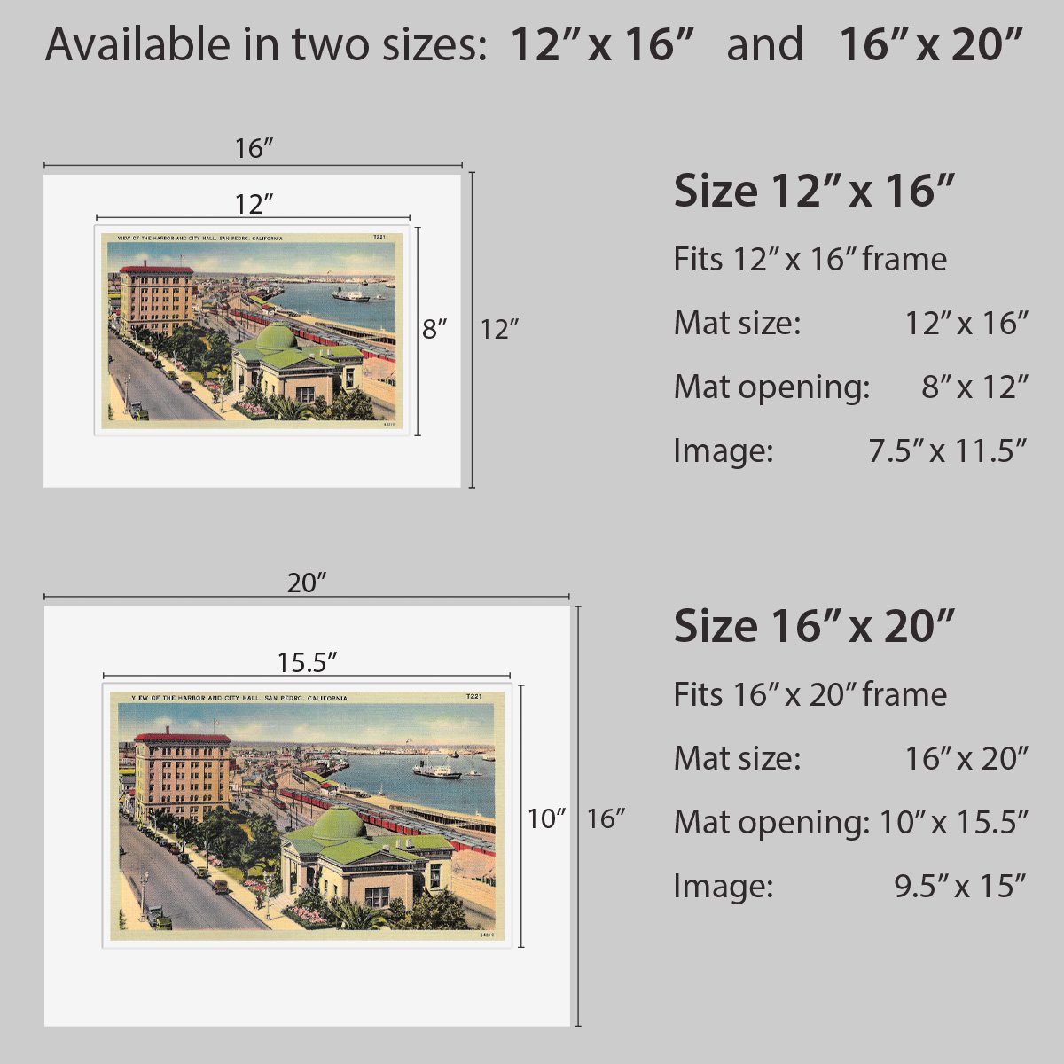 Wall Art - San Pedro View of Harbor and City Hall - Circa 1930