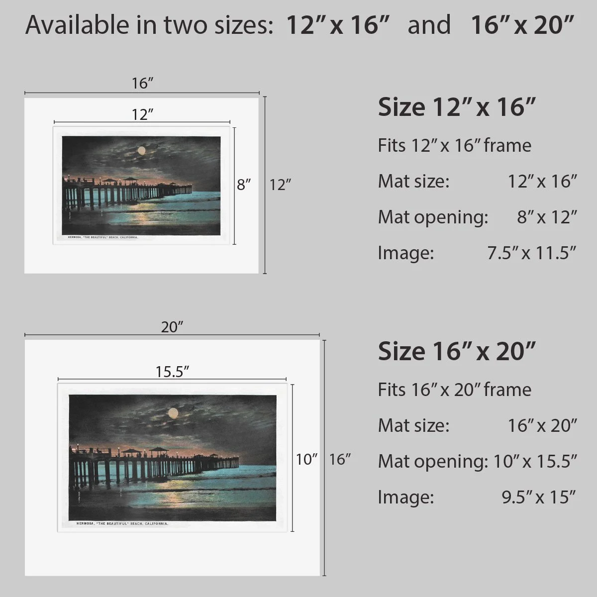 Wall Art - Hermosa Beach Pier at Night - Circa 1935