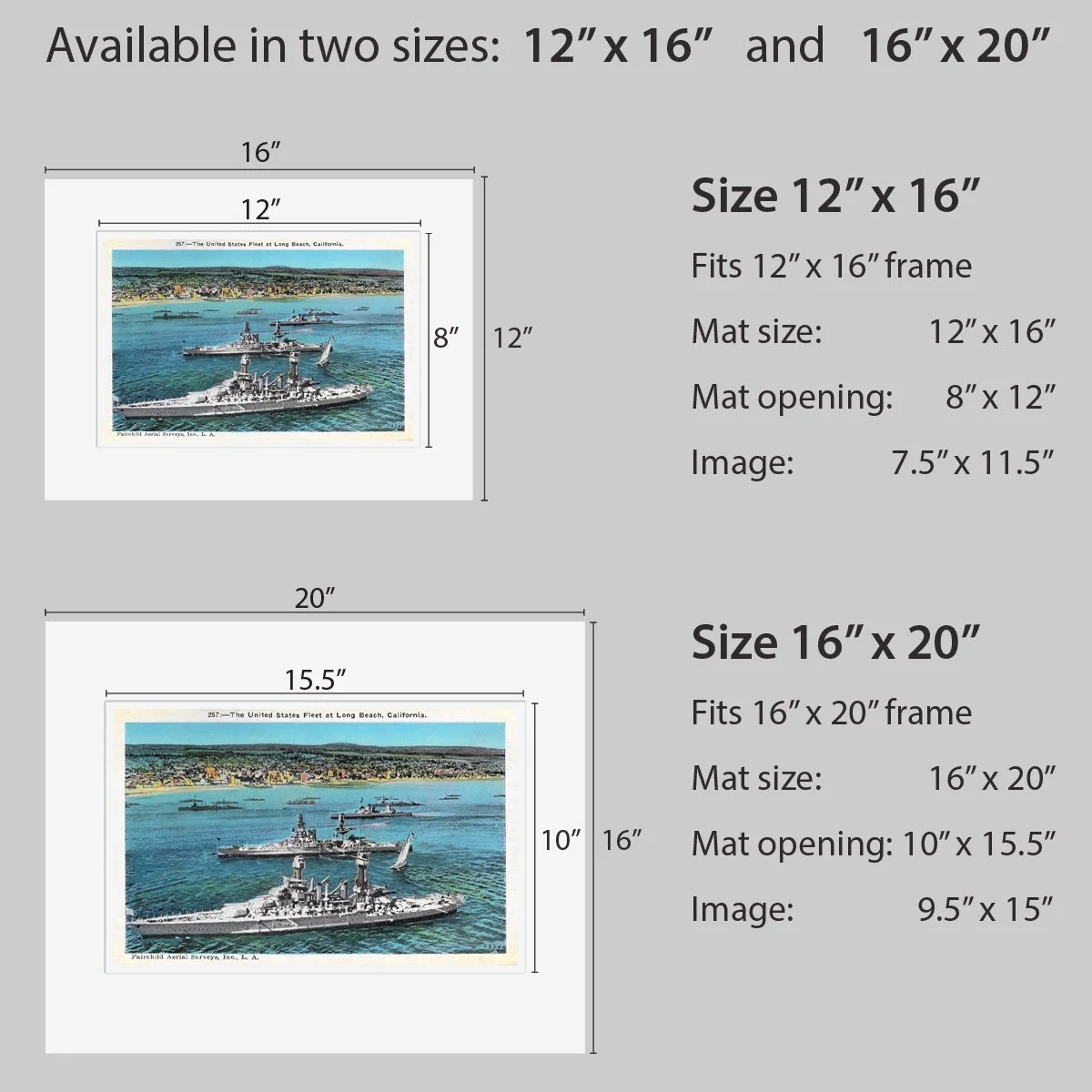 Wall Art - Long Beach US Fleet - Circa 1920