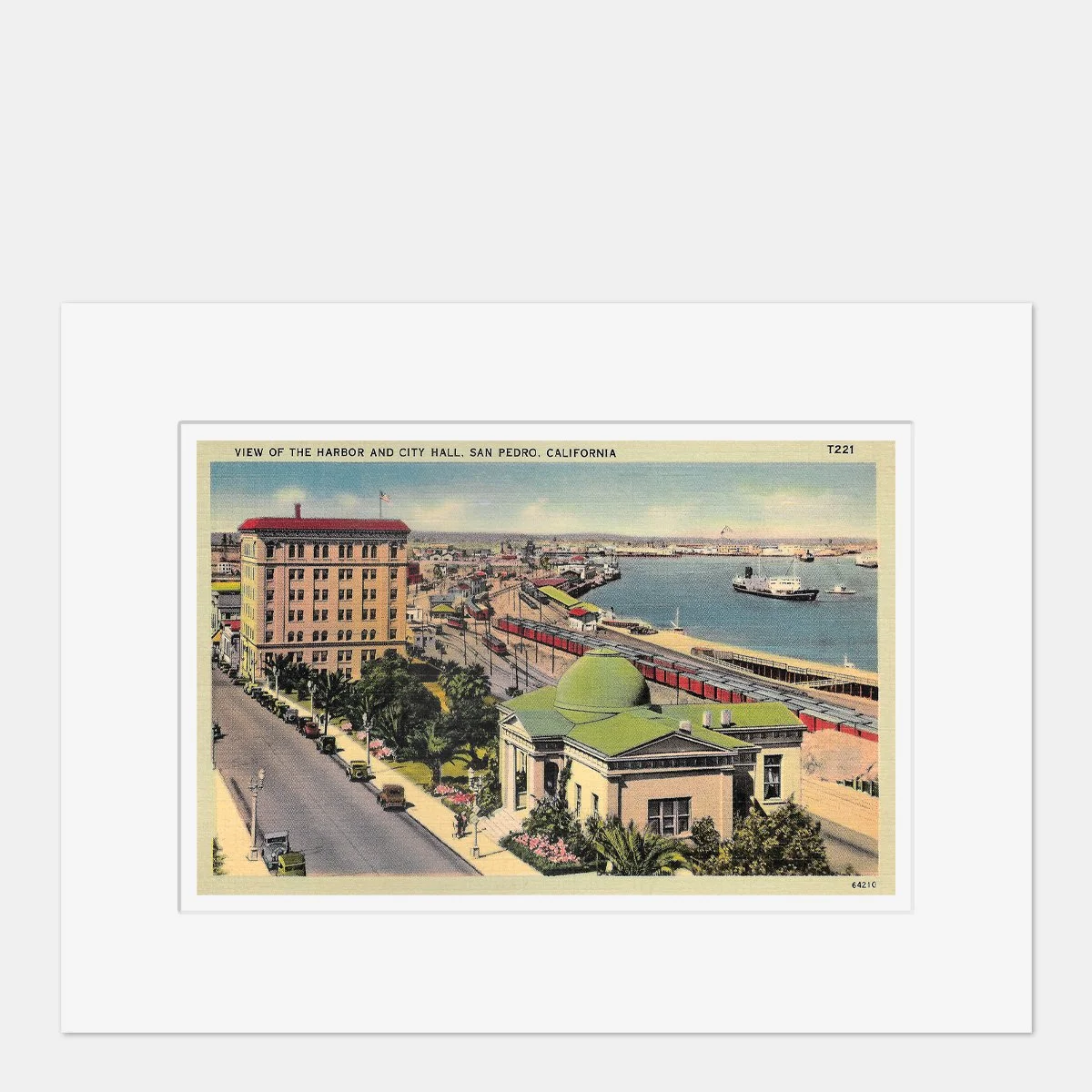 Wall Art - San Pedro View of Harbor and City Hall - Circa 1930