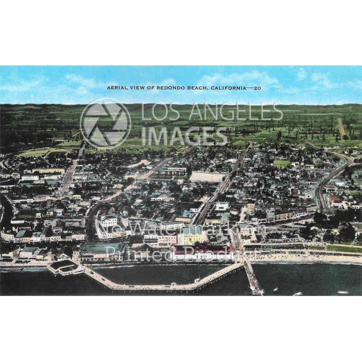 Wall Art - Redondo Beach Aerial View - Circa 1940