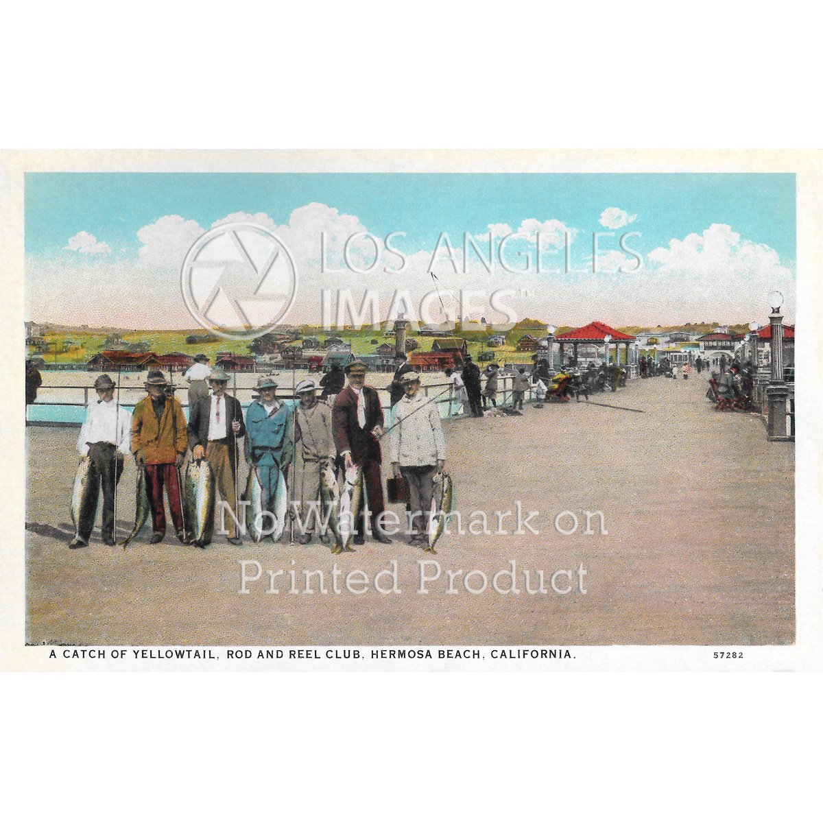 Hermosa Beach Fishing on Pier - Circa 1935