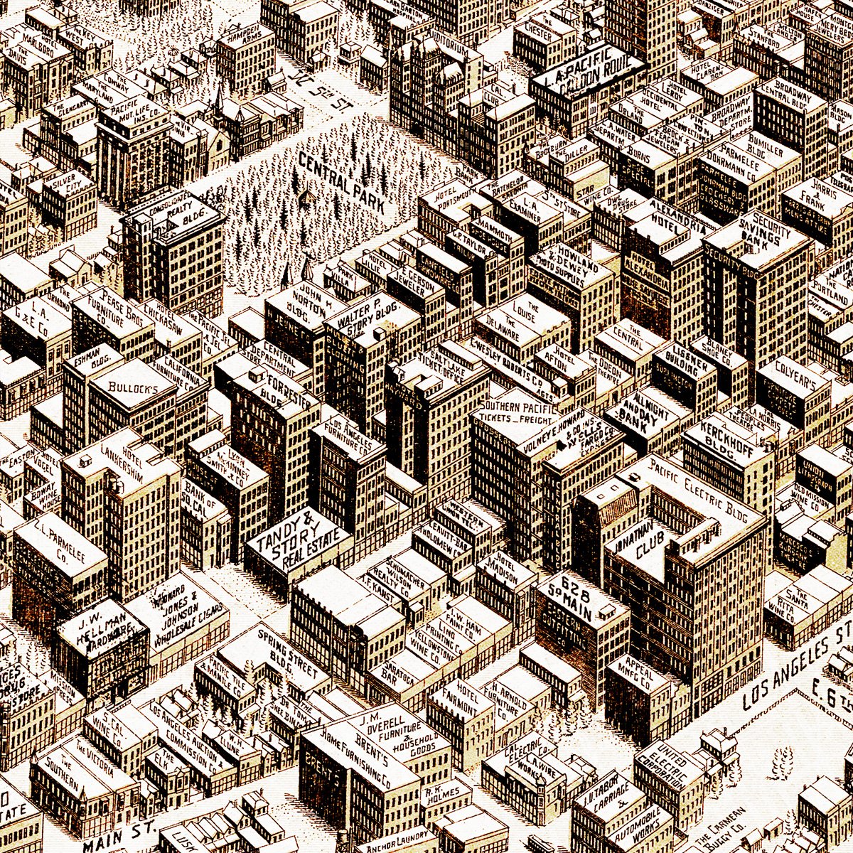 Map - View of Los Angeles - 1909