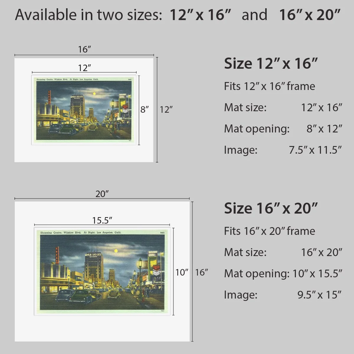 Matted Wall Art - Miracle Mile, Los Angeles - 1940s