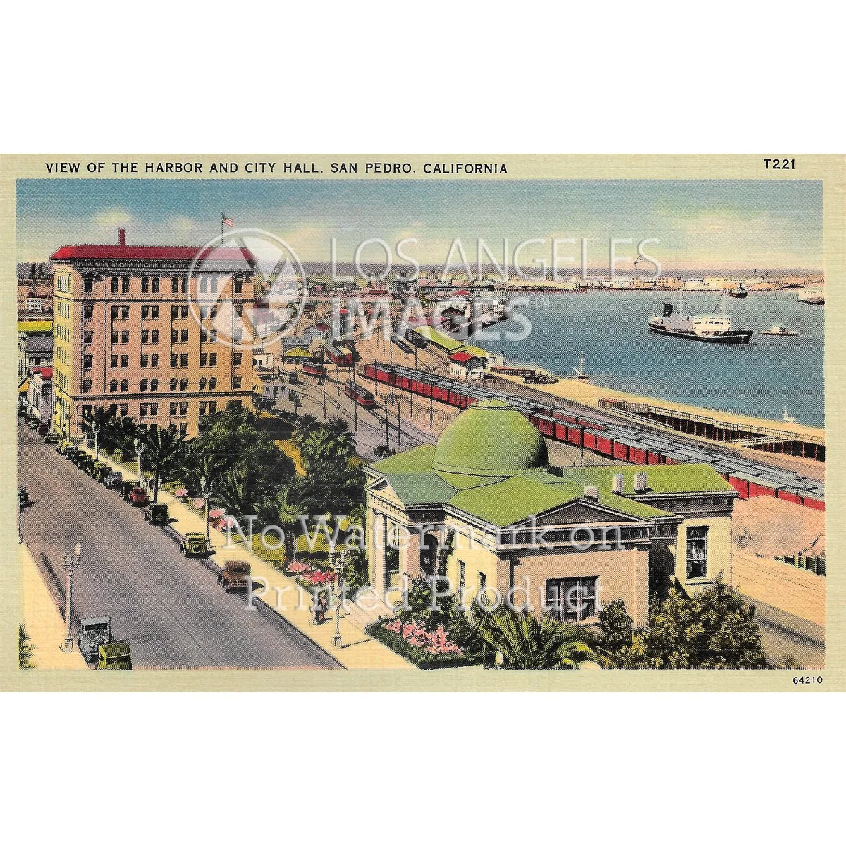 San Pedro View of Harbor and City Hall - Circa 1930
