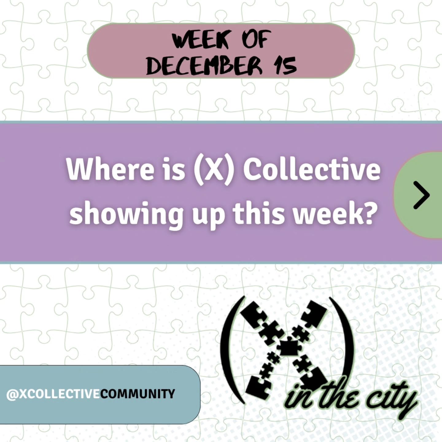 Here's where we'll be showing up this upcoming week for (X) in the City!

Uprising Theater and Cafe (@uprisingtheater)
Friday, December 19, 3-5pm

Let's get outside together! See you there!

#community #connection #communitybuilding #freegaza #palest
