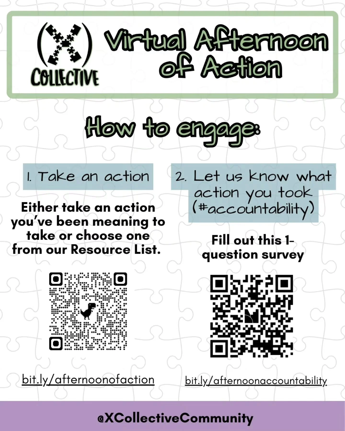 We're holding space until 5pm CST today!

If you can't join us, we invite you to participate in whatever way you can.

Take an action that you&rsquo;ve been meaning to take from your own list or one from our resource list: bit.ly/afternoonofaction

O