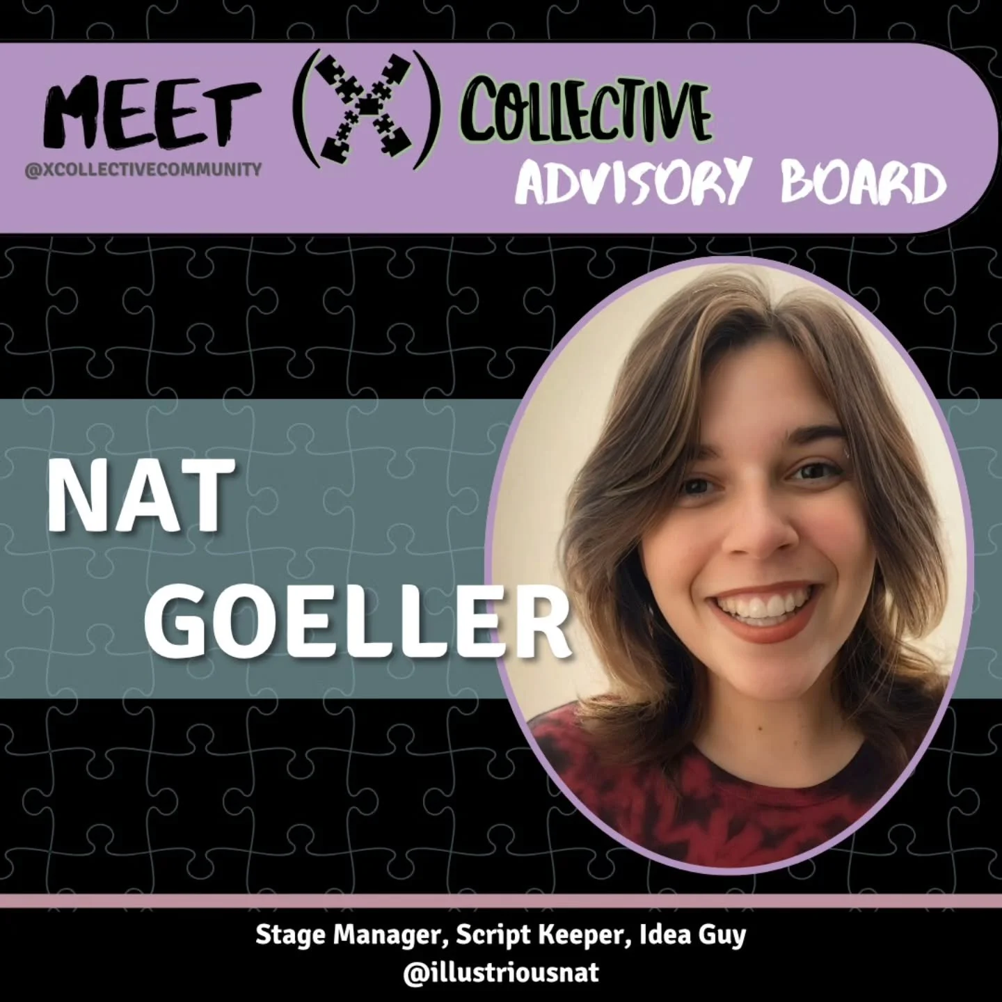 Meet our Advisory Board Member, Nat Goeller (@illustriousnat)!

Nat Goeller (they/them) is a Milwaukee-based Stage Manager always ready to commit to the bit, and proud to be a member of the Advisory Board at (X) Collective. Other worlds Nat has worke