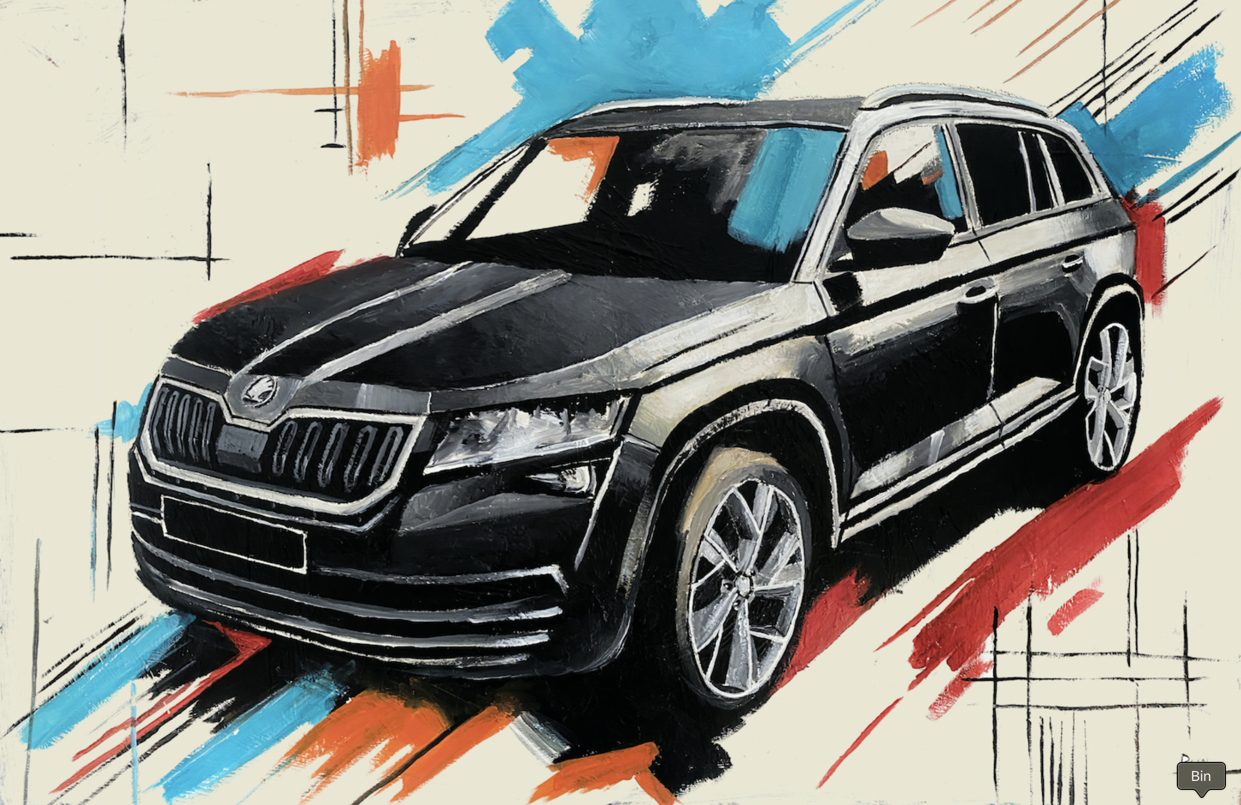 commissions | Andre's Skoda Kodiaq, on abstract background.