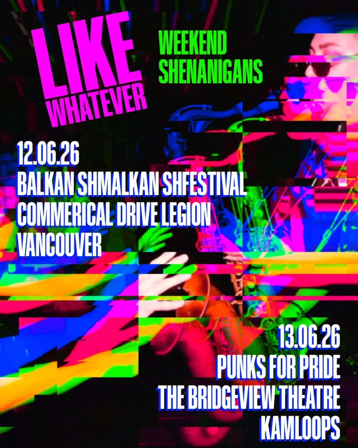 get some sax in that face 🎷💀

friday 🎺 @shmalkan shfestival with @mooshyfaceband @babyfacebrass &amp; @shakter77 

saturday 🌈 @bridgeview_theatre punks for pride with @disasterinadress @creaturebandofficial &amp; @steviedoesdrag all thanks to @sh