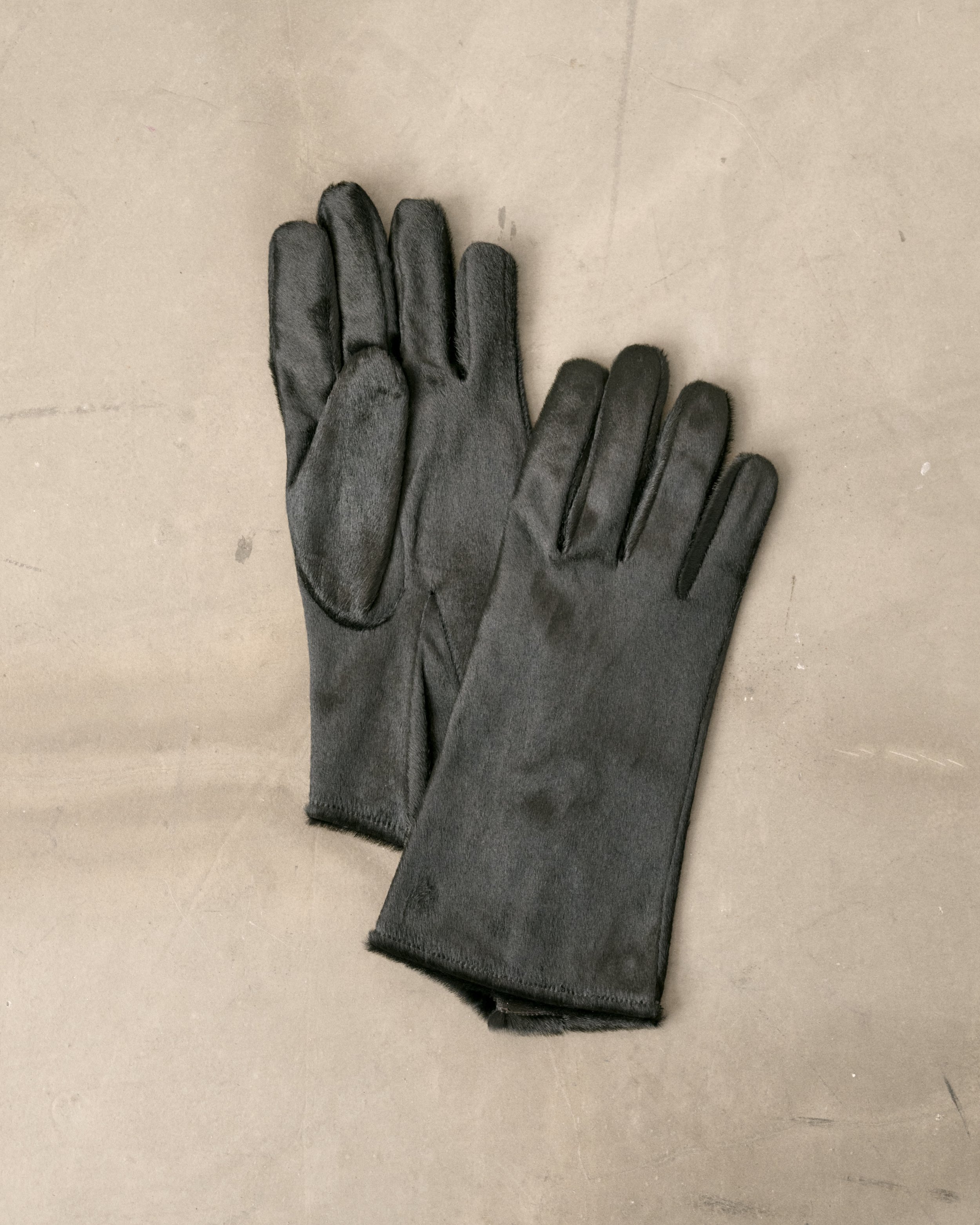 Black Pony Hair Gauntlet Gloves