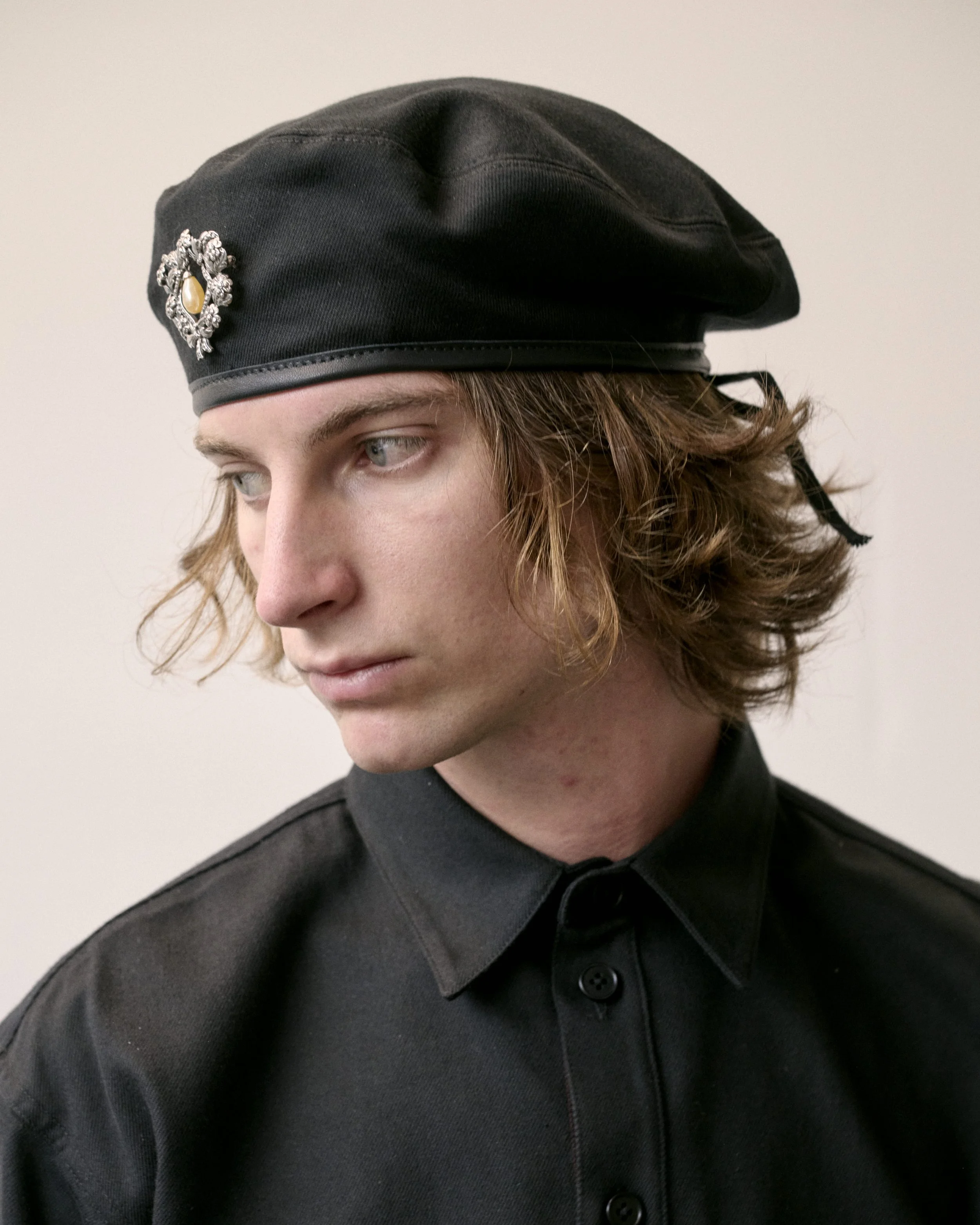 Black Gabardine Beret