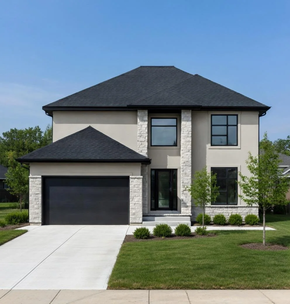 Two story home in Maidstone, Tecumseh ontario. Modern home with beautiful designs on the interior and exterior of the home. Finished hardwood flooring through out the home with beautiful tile work as well modern lighting fixtures.