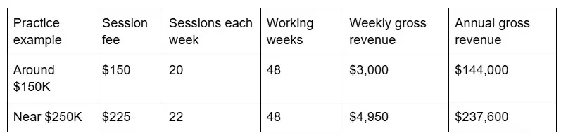Therapist Private Practice Income Example 3