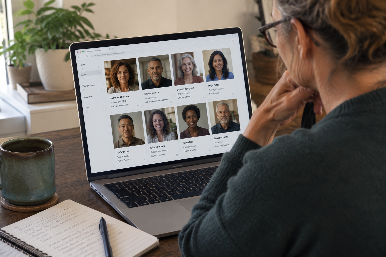 A woman exploring the Psychology Today website - The Private Practice Pro