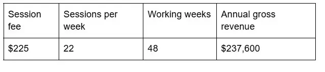 Therapist Private Practice Income Example 2