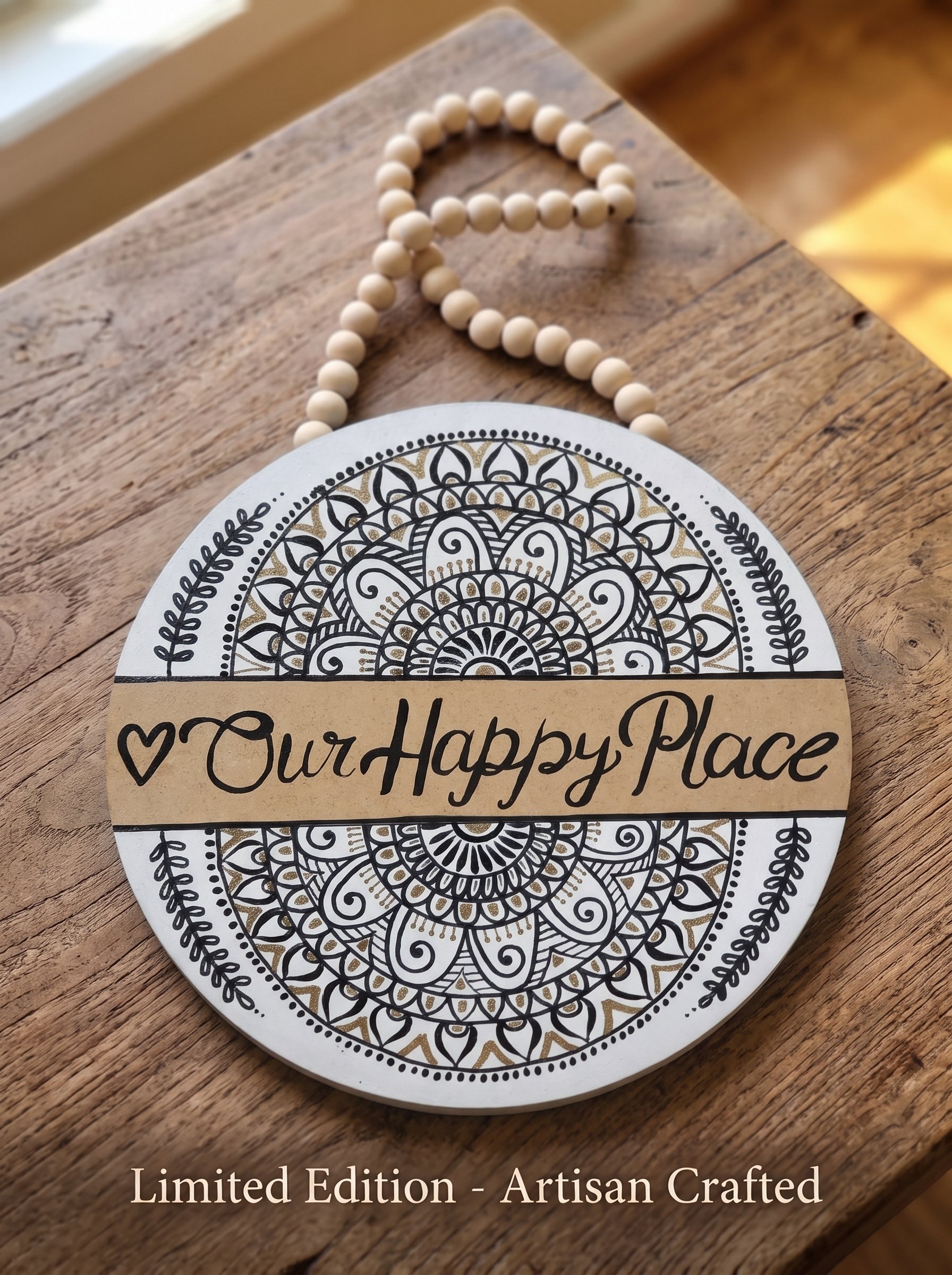 Our Happy Place Mandala Sign (Black & Gold).jpg