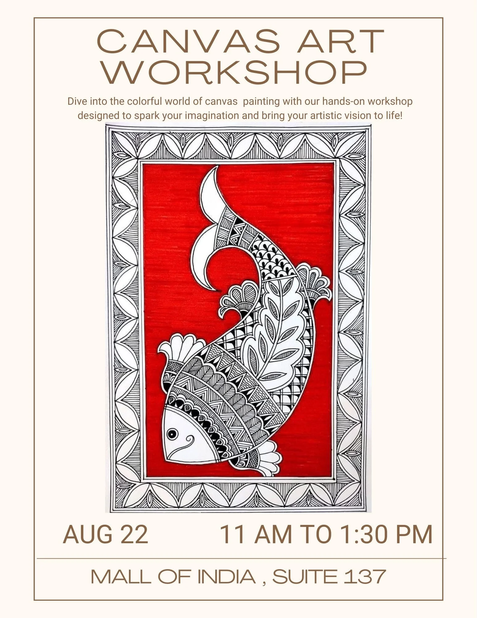 Madhubani Fish Canvas Painting Workshop for Adults – Aug 22