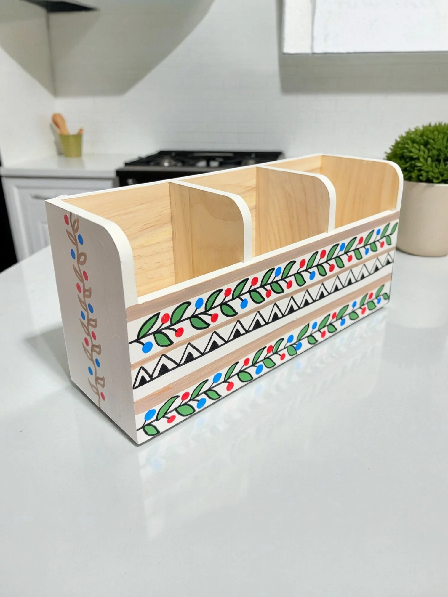 Handpainted Wooden Utensils Holder # 1