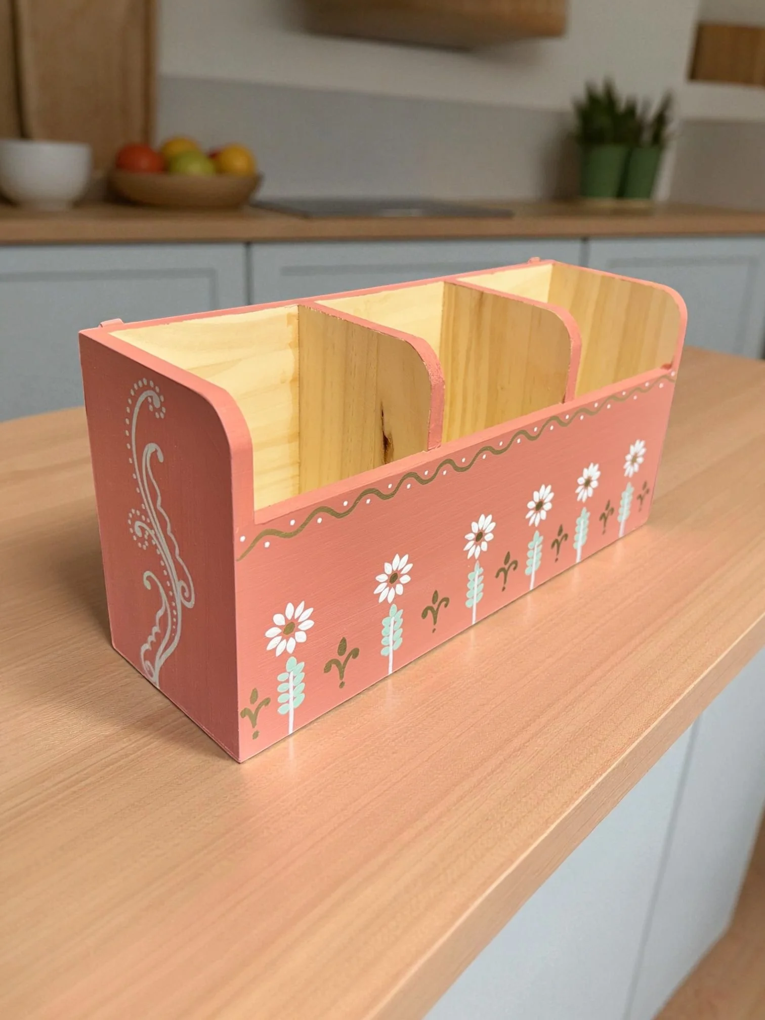 Handpainted Wooden Utensils Holder # 3