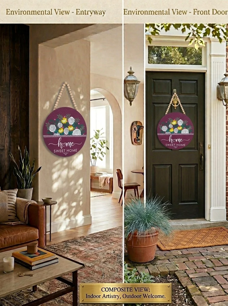 Home Sweet Home Rose Bouquet Sign Burgundy2.jpg