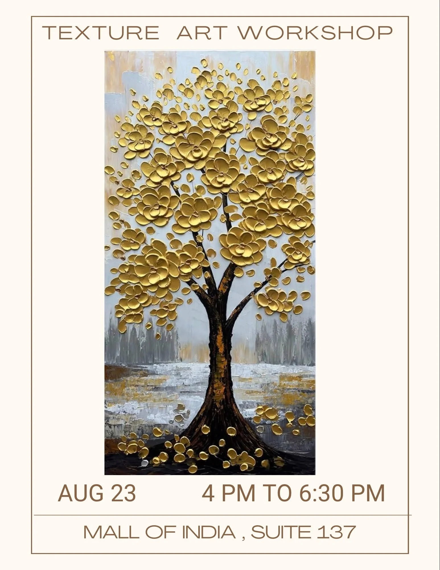 Golden Blossom Tree – Texture Art Workshop for Adults – Aug 23