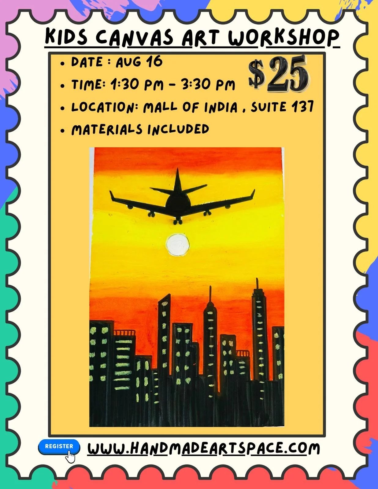 Kids Canvas Art Workshop - Aug 16