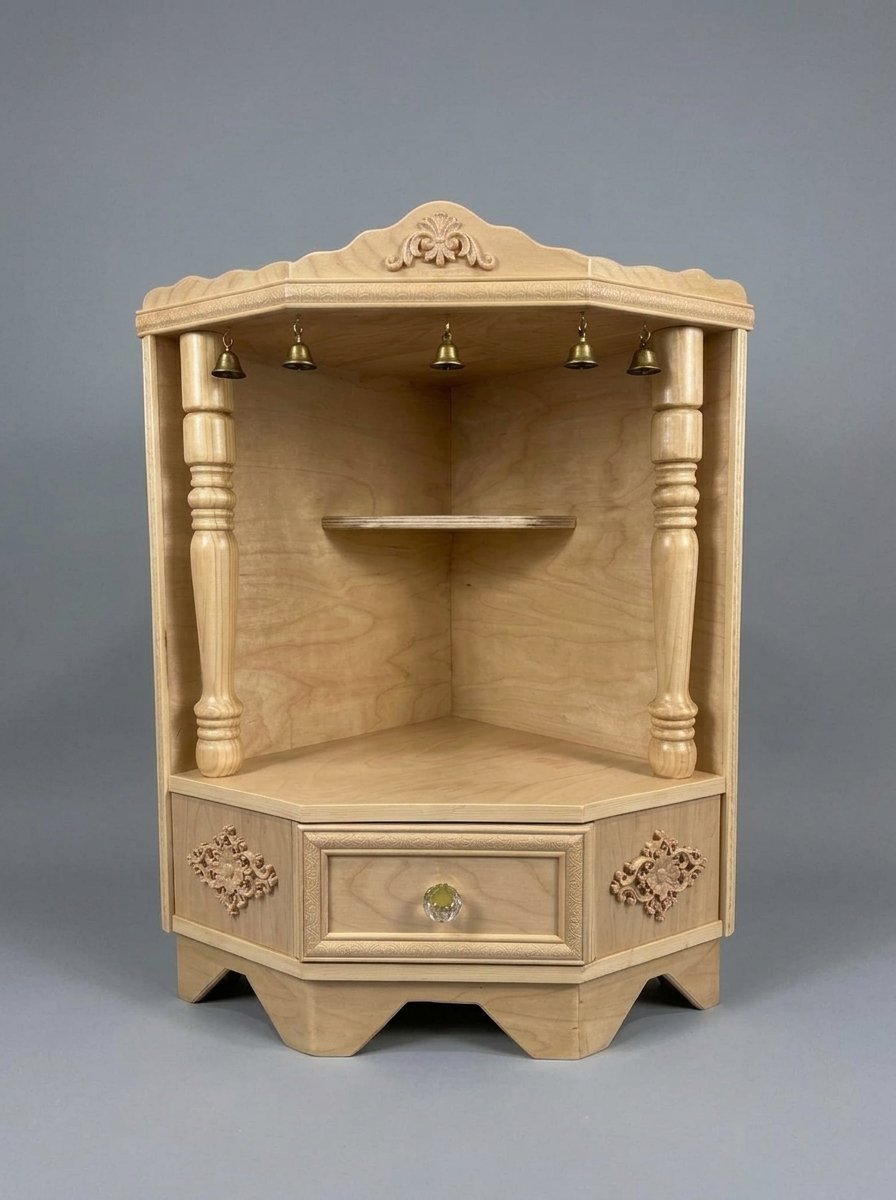 Birch Wood Corner Temple with White Wash Finish (Model TMPOPC202134)