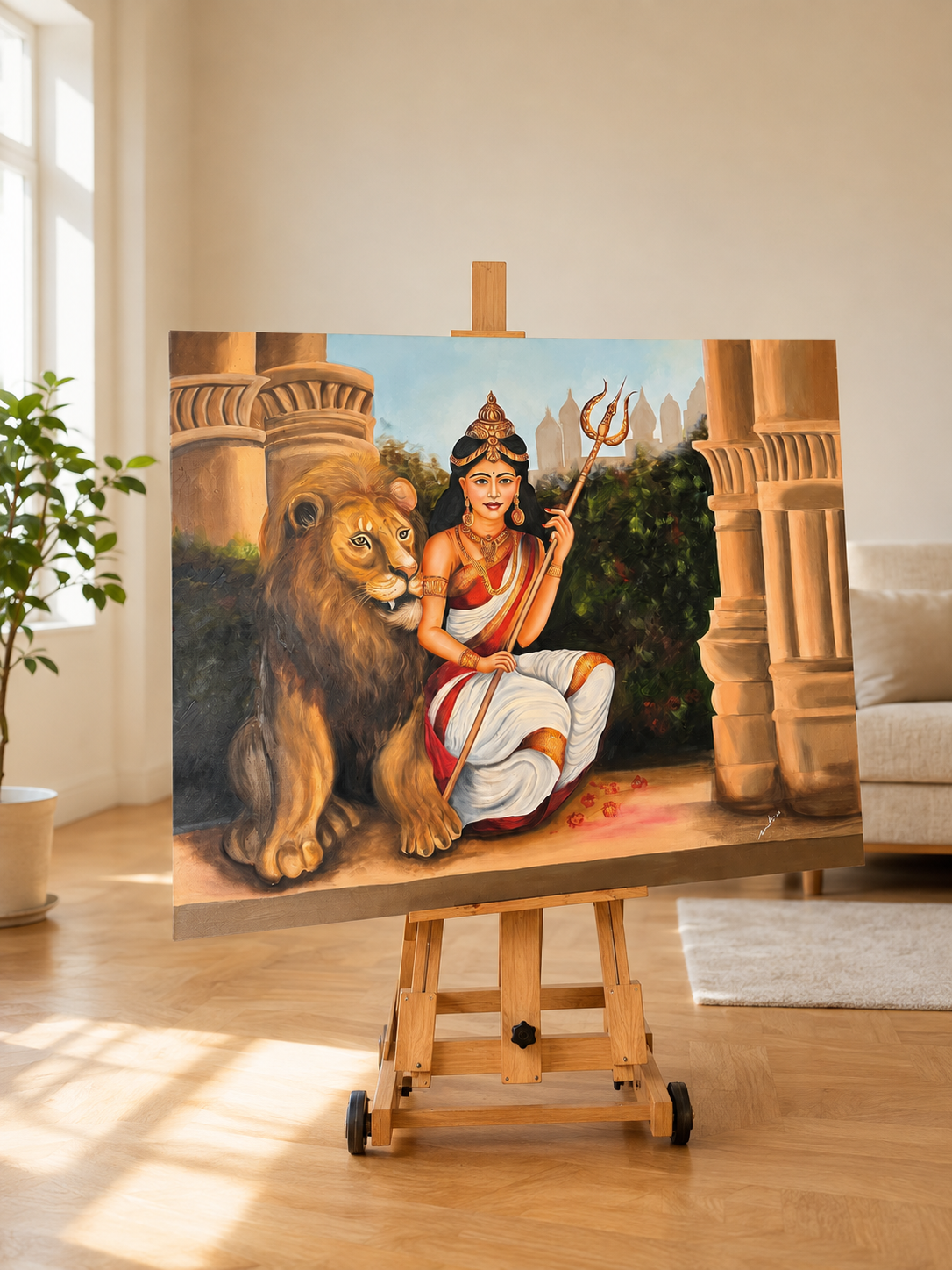 Maa Durga hand-painted oil canvas painting2.jpg