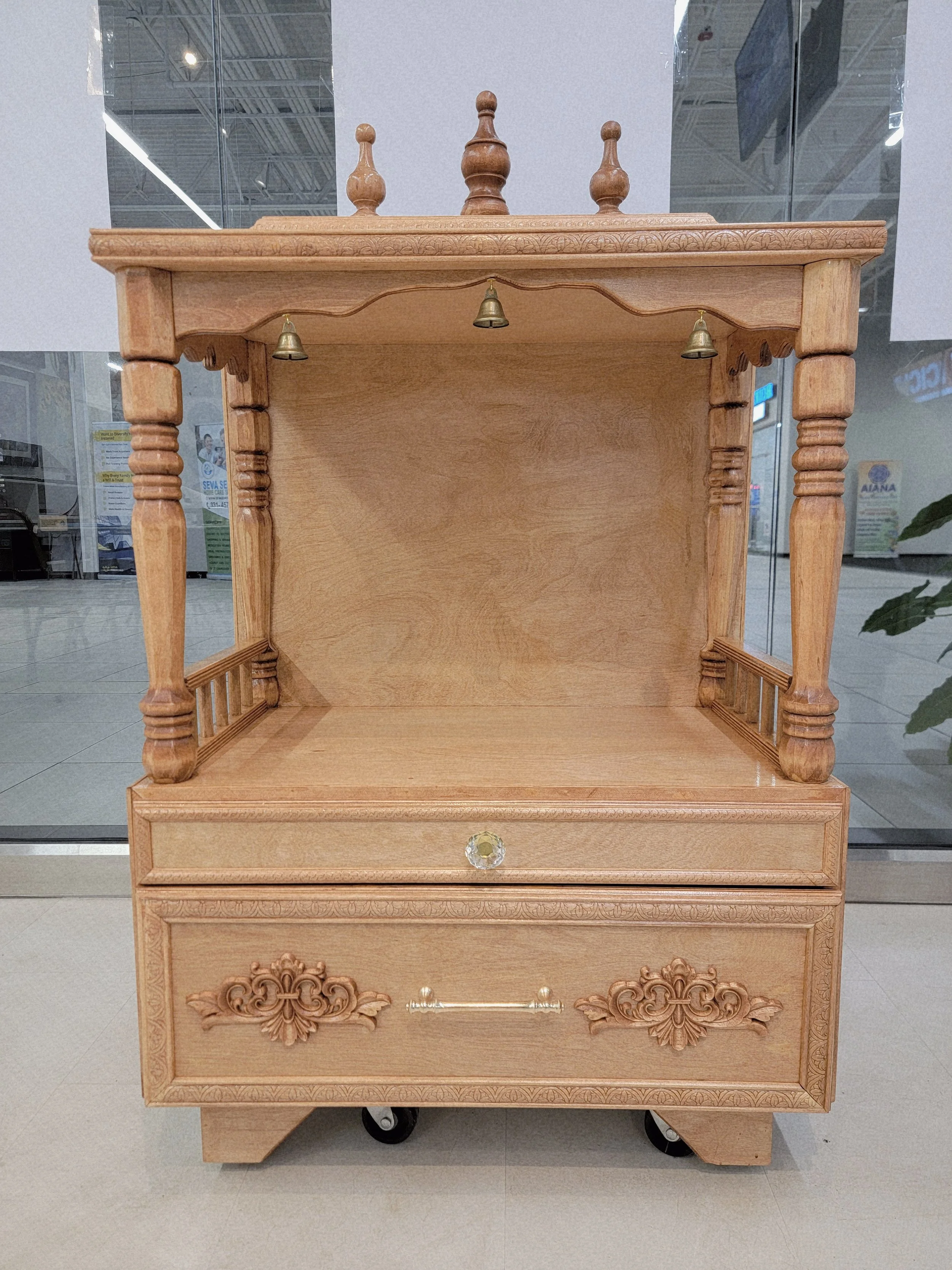 Natural Birch Wood Temple with Turned Finials (Model TMPOP301648)