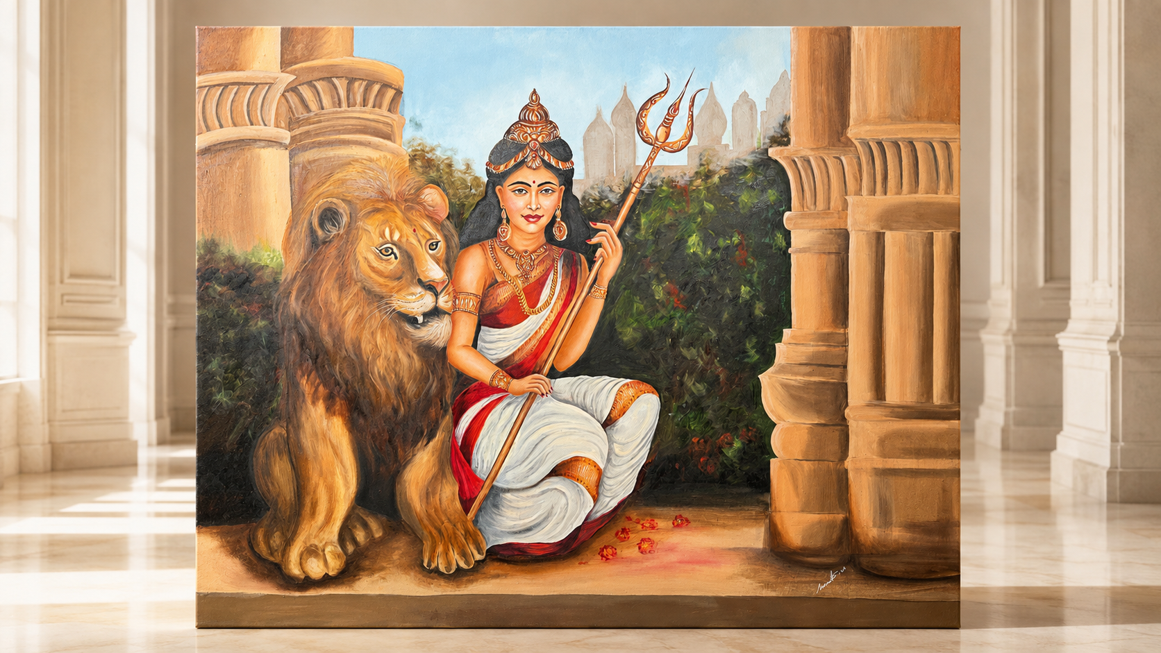 Maa Durga hand-painted oil canvas painting.png