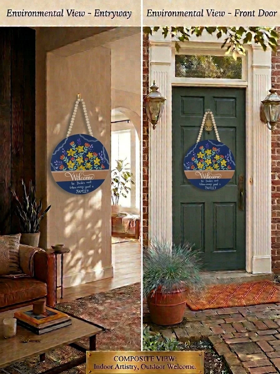 Custom Family Welcome Wildflower Sign (Navy) - Environmental.jpg