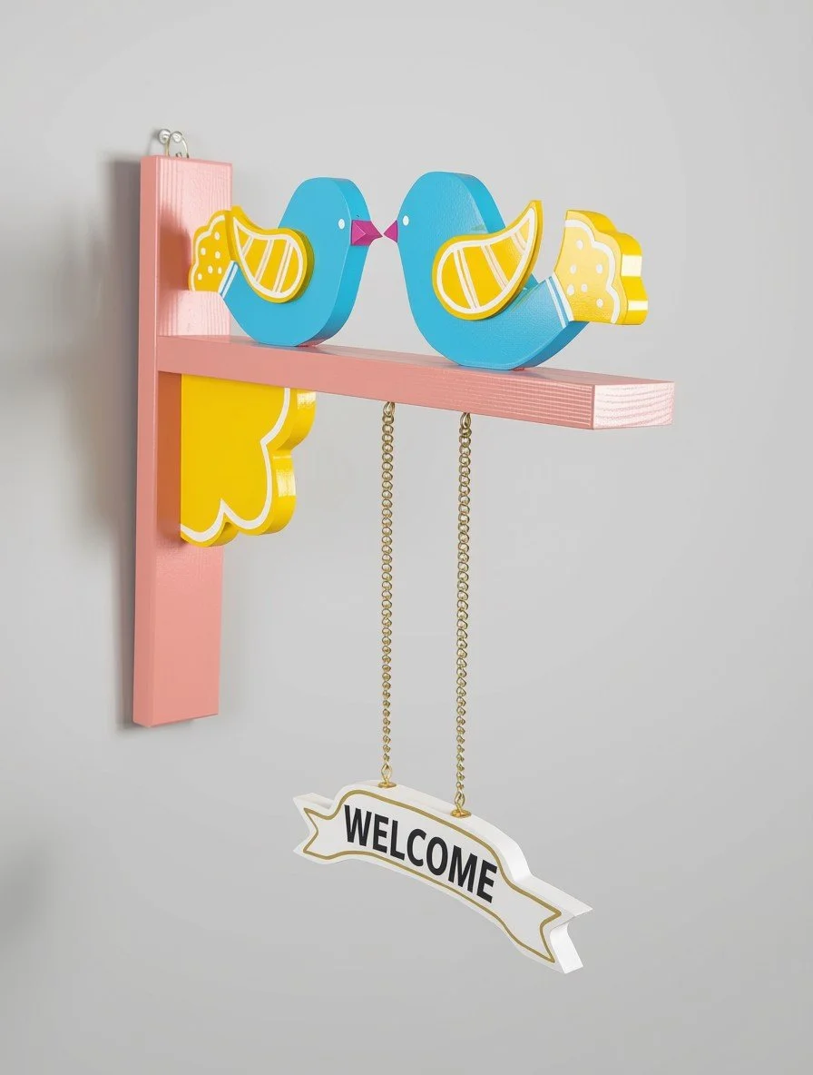 Welcome Bird Wall Decor (Yellow & Blue)