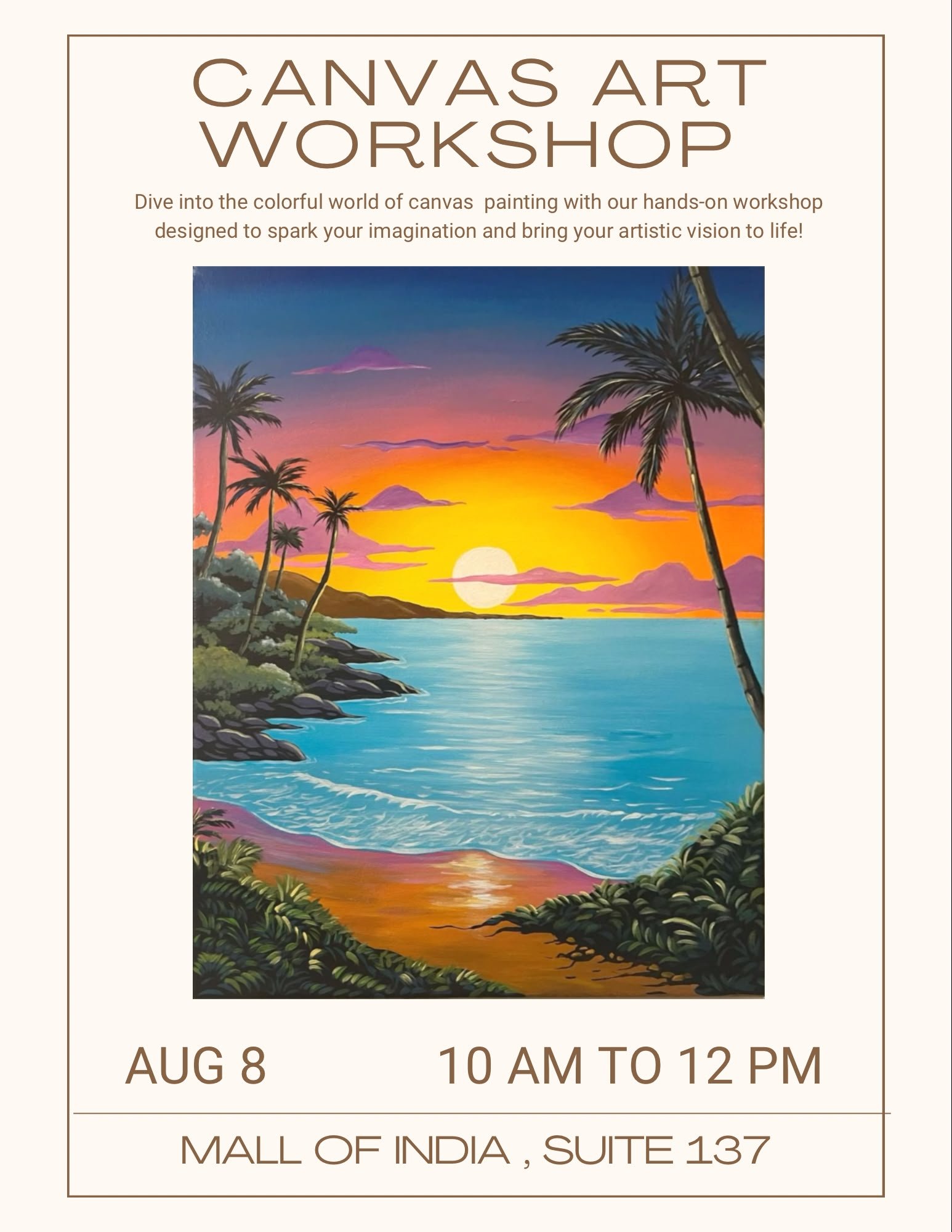 Tropical Sunset Beach Canvas Painting Workshop for Adults – Aug 8