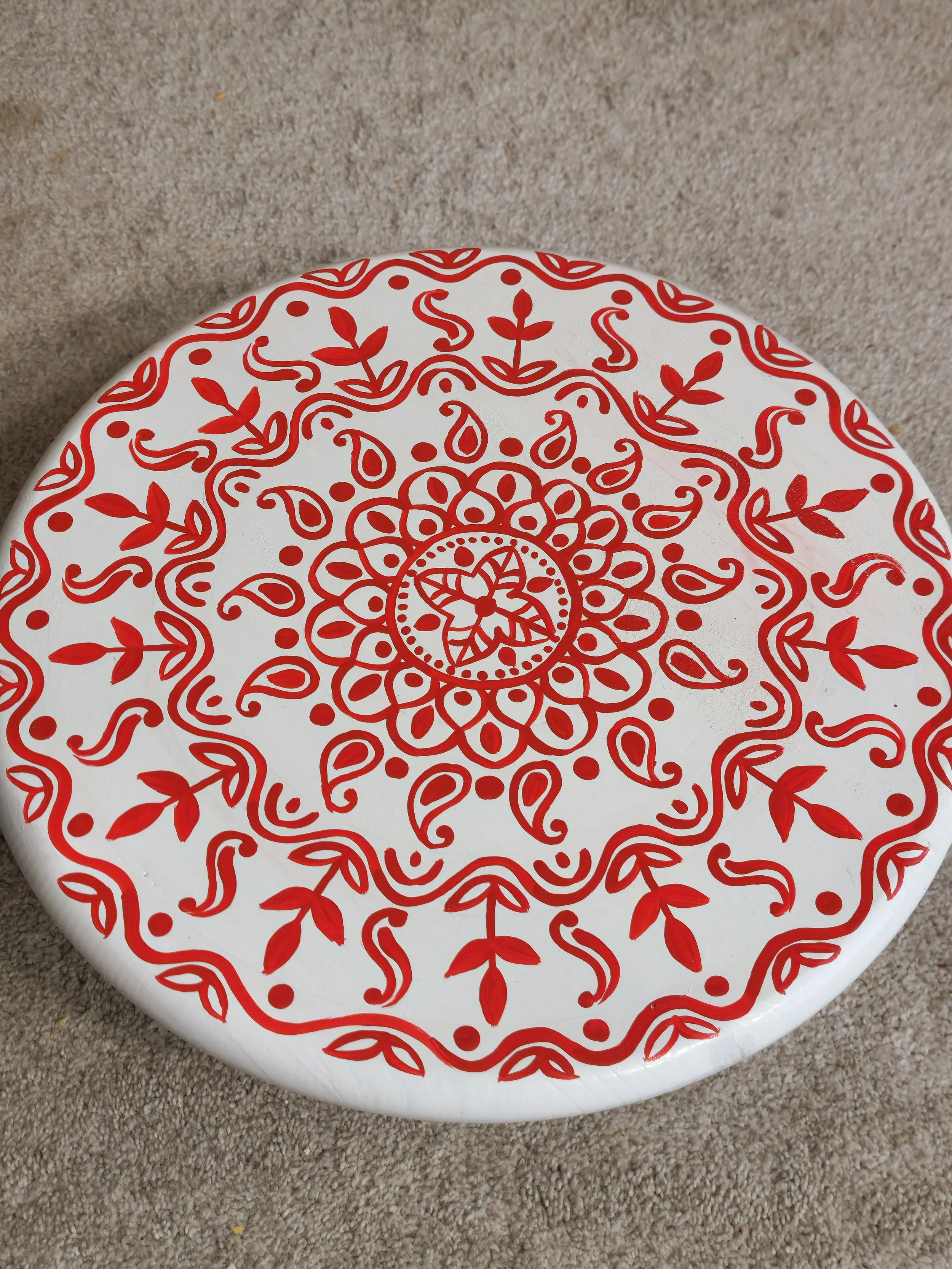 Handpainted Mandala Serenity Stool for Pooja Room4