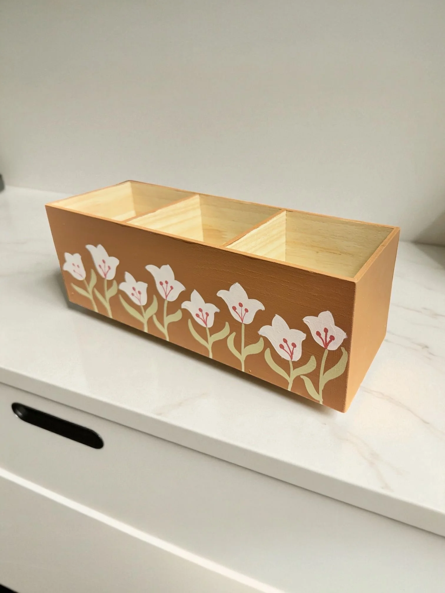 Handpainted Wooden Pen holder (Floral)