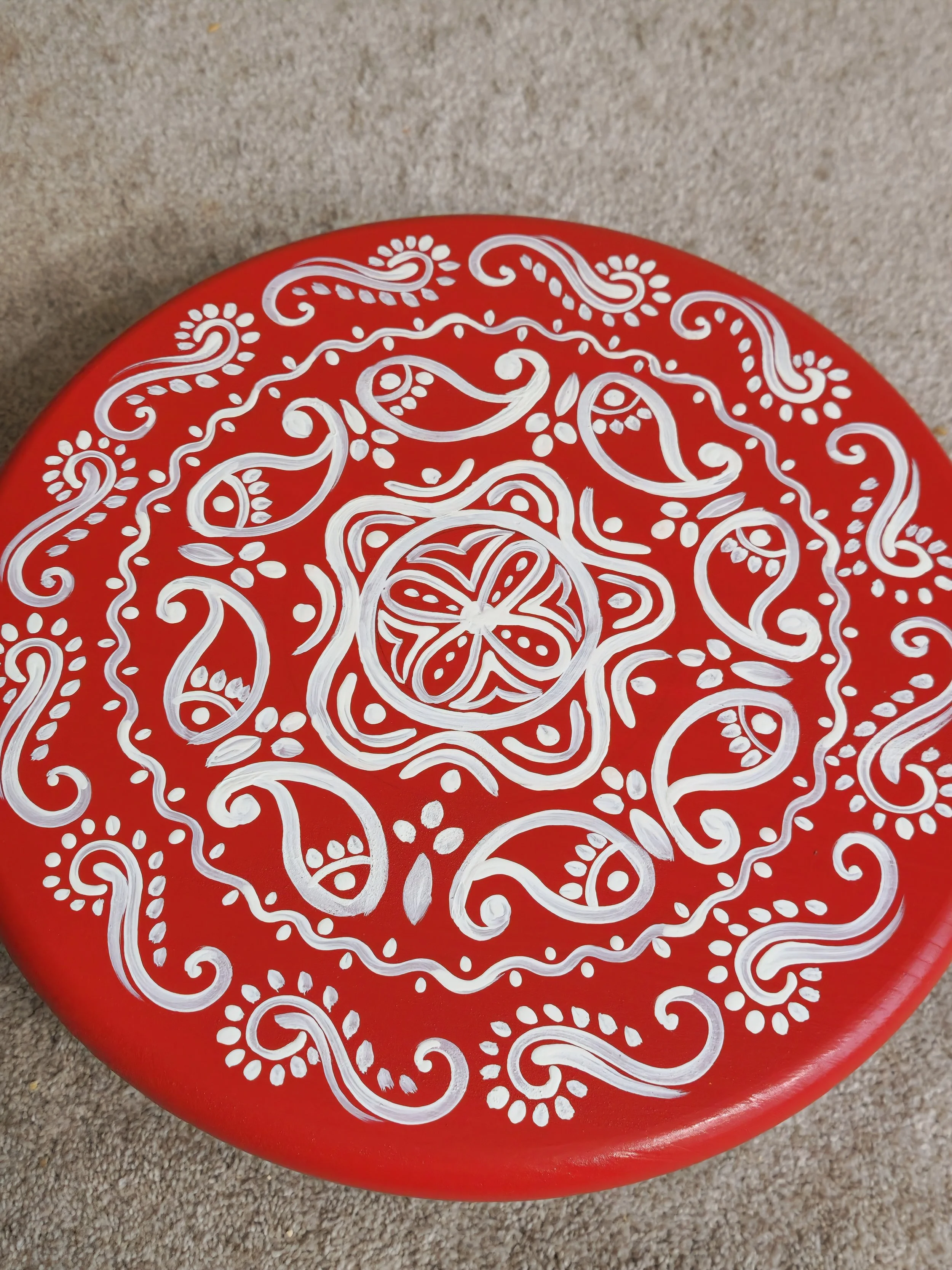 Crimson Harmony Stool, Pooja Room Stool2
