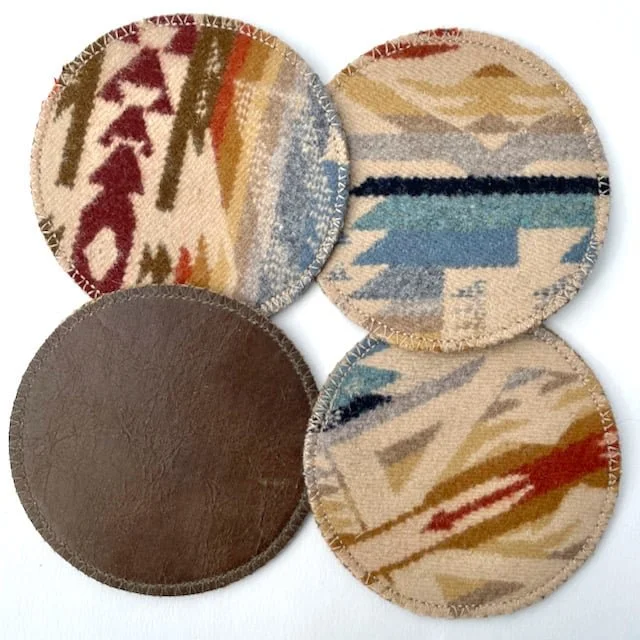 wool coasters in natural colors