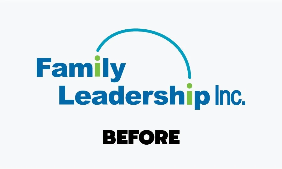 Family Leadership Inc. logo evolution showing the previous brand identity compared to the redesigned logo.