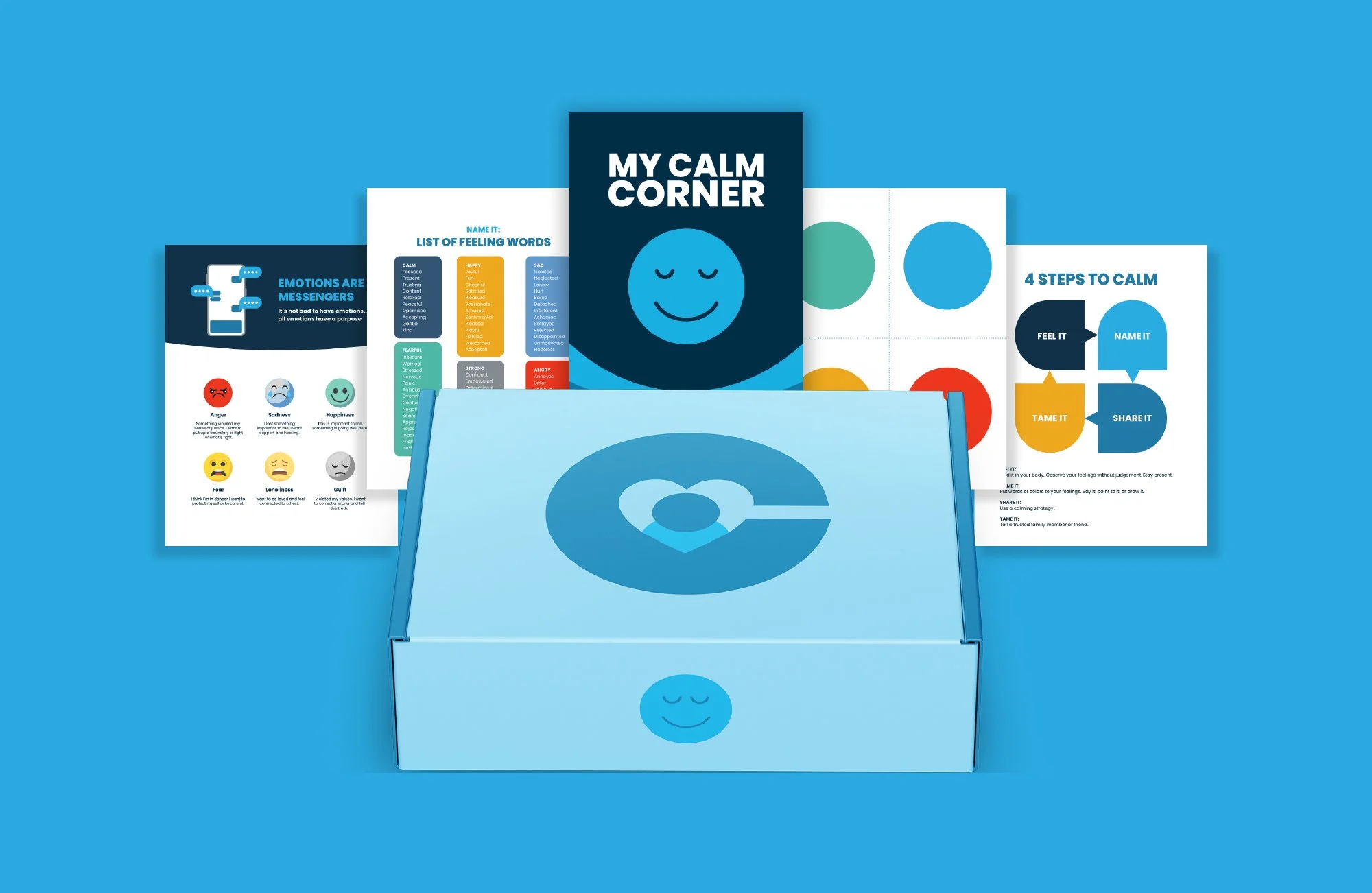 Calm & Kind Family resource kit containing social-emotional learning materials, parent guides, and family engagement resources.