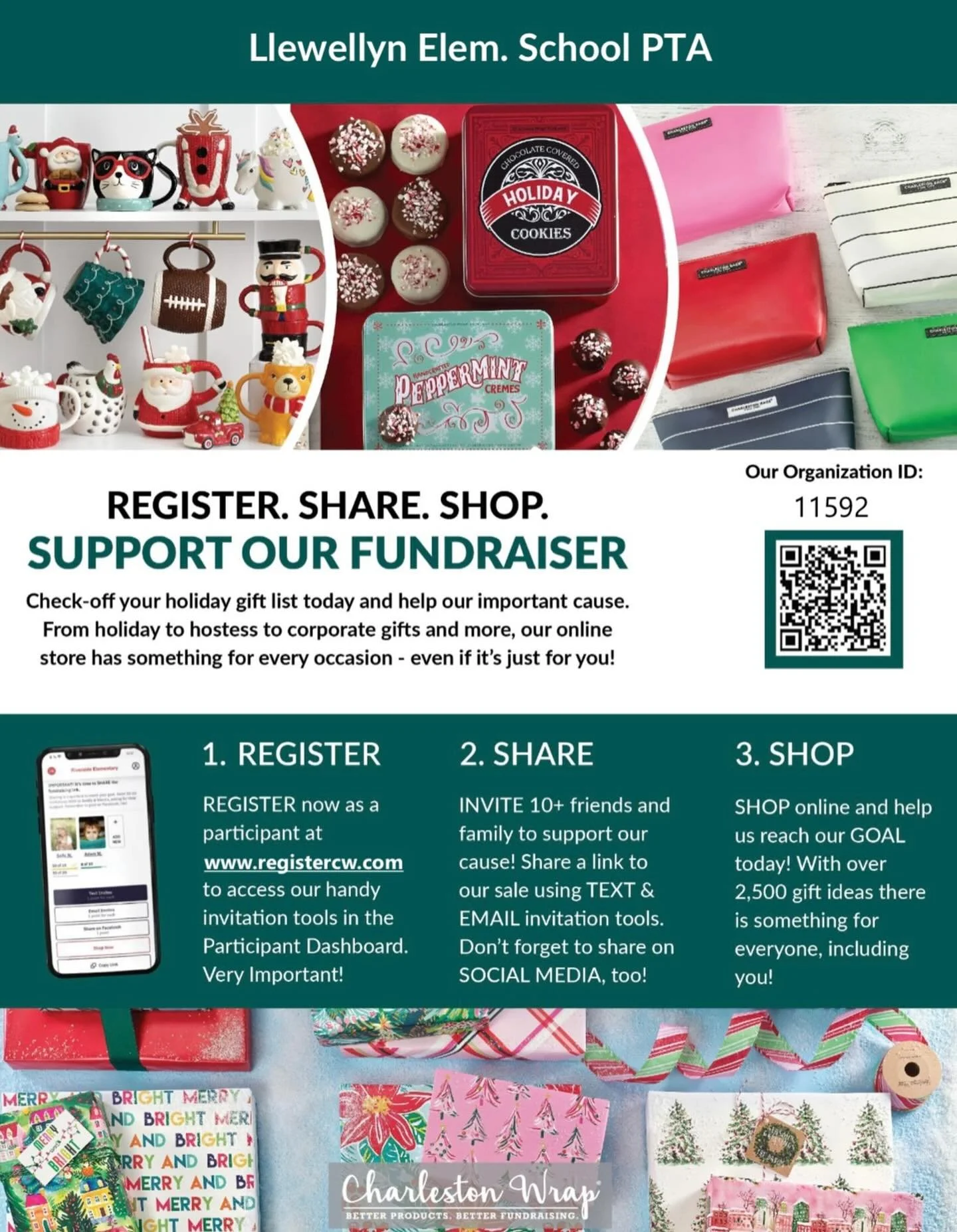 🎉 The Charleston Wrap&reg; Fundraiser is BACK! 🎉

Llewellyn families &amp; friends &mdash; our favorite fundraiser has returned! 
Shop online, ship to home, and our school earns 40% of all sales!

Top 3 families win local gift cards! 
Check your fl